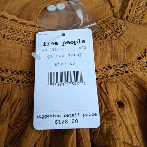 Free PEOPLE faraway fields blouse top embroidered boho xs - Picture 13 of 15